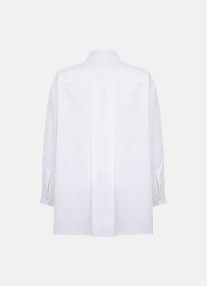 Terza Oversized Rolling-up White Cotton Shirt